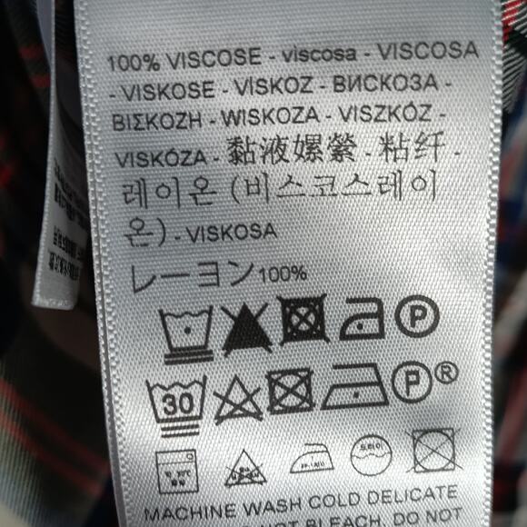 Levi’s Pearl Snap Dress Women Plus Size 1X Blue Red Plaid Duster Layer - Picture 9 of 10